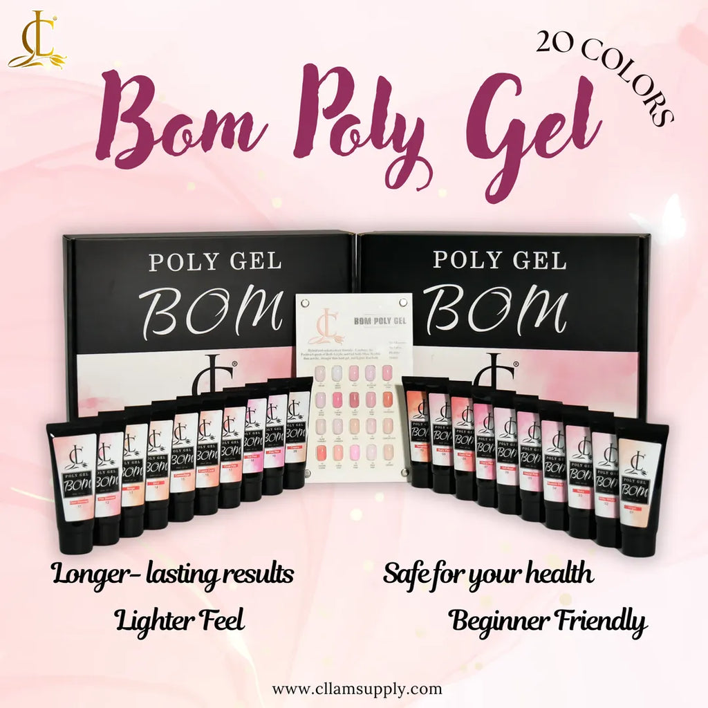 Cllam Bom Poly Gel Set - 20 Colors + Free Sample