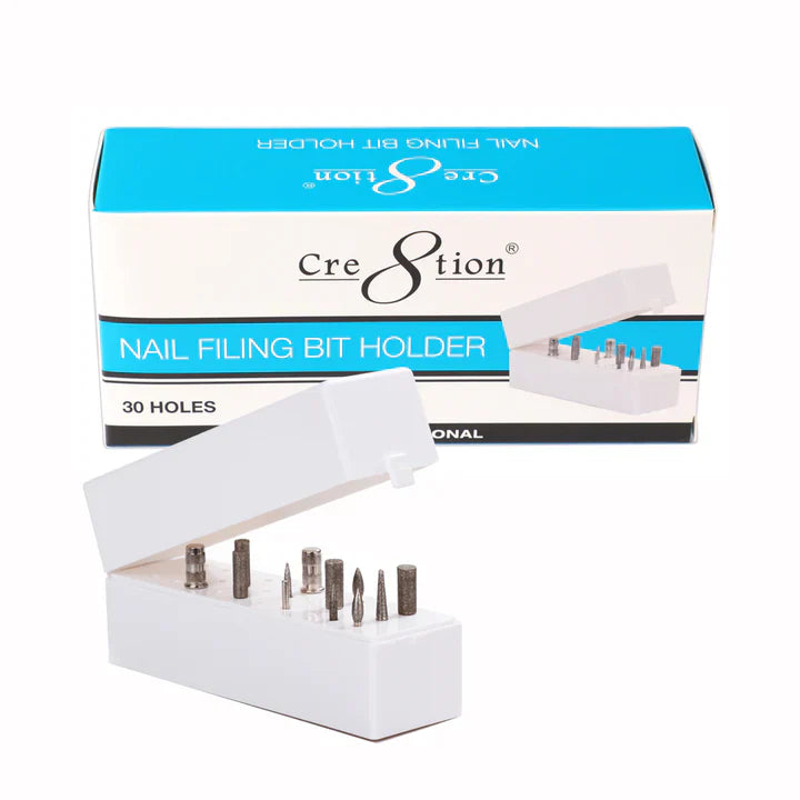 Cre8tion 30 Hole Nail Filing Bit Holder, White