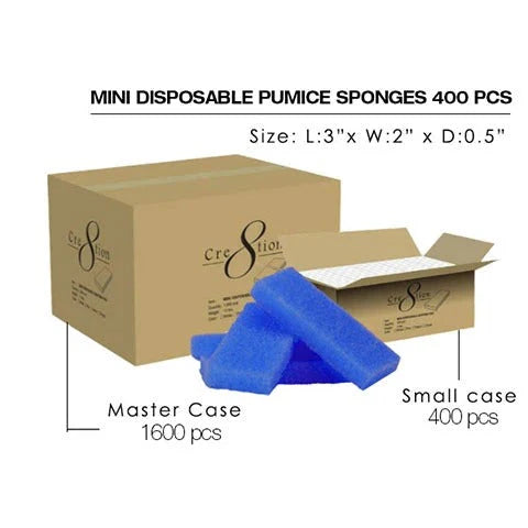 Cre8tion Foot Files - Disposable Mini Pumice Sponge, Dark Blue - Box (400pcs)