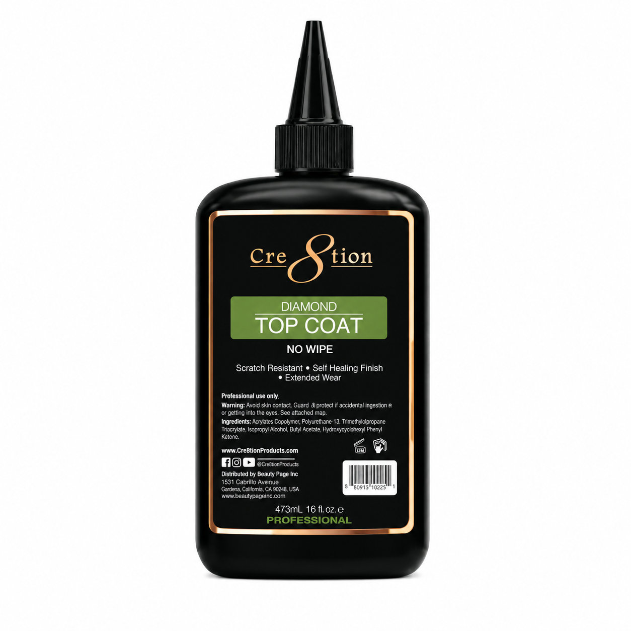 Cre8tion Gel - Diamond No Wipe Top Coat 16oz Refill
