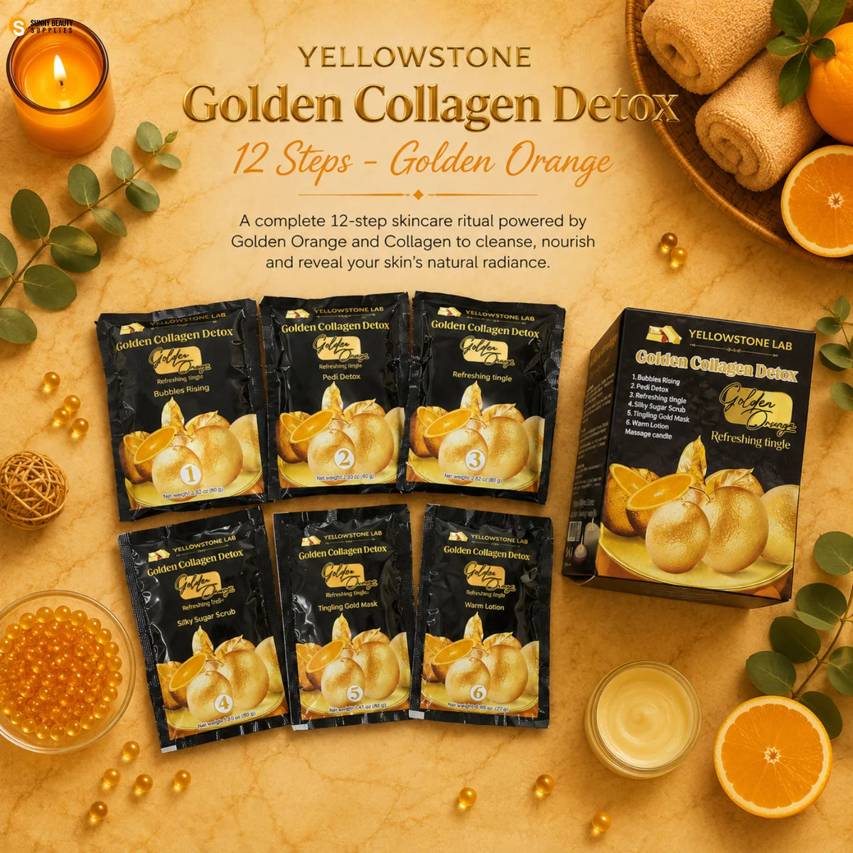 YellowStone Golden Collagen Detox 12 Steps - Golden Orange